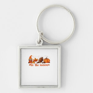 Tis The Season Fall Gnome Football Design Key Ring