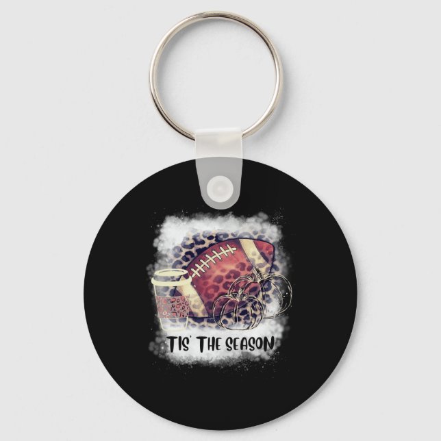 Tis the Season Fall Pumpkin Football Coffee  Key Ring (Front)