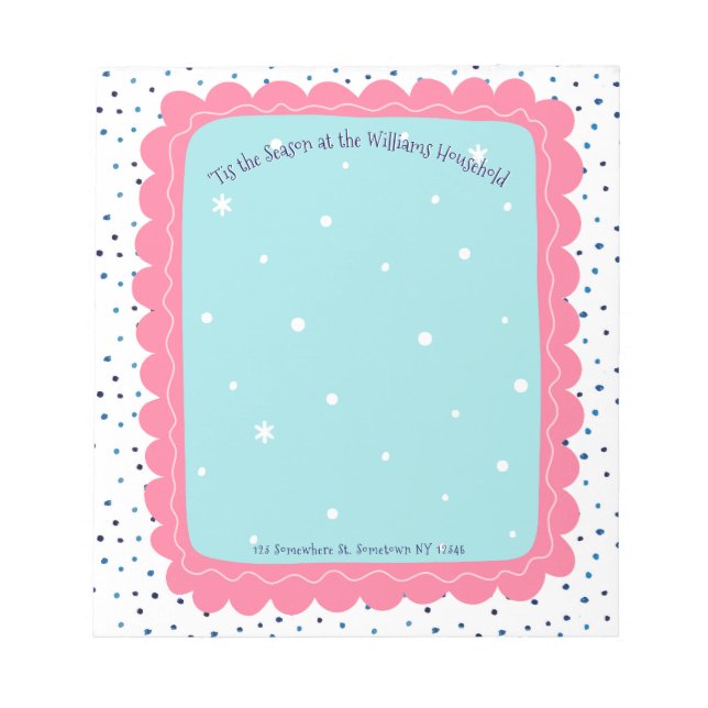 Tis the Season Family Holiday Hand-drawn Custom Notepad (Front)