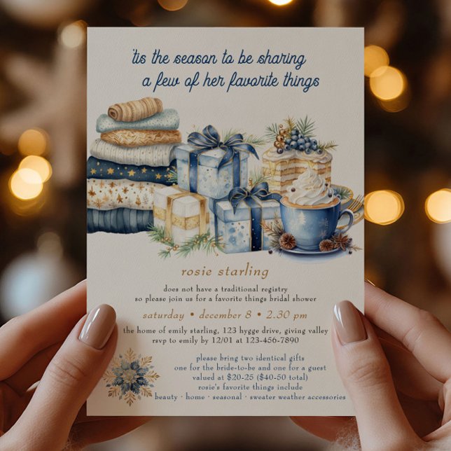 Tis the Season Favourite Things Bridal Shower Invitation (favorite things christmas bridal shower invitation by Darling & May)