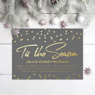 Tis the Season Festive Holiday Party Gold Confetti