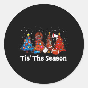 Tis The Season Football Christmas Ornaments For Ad Classic Round Sticker