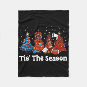 Tis The Season Football Christmas Ornaments For Ad Fleece Blanket