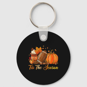 Tis The Season Football Coffee Latte Leaves Hello  Key Ring