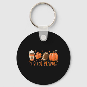 Tis The Season Football Coffee Latte Leaves Hello  Key Ring