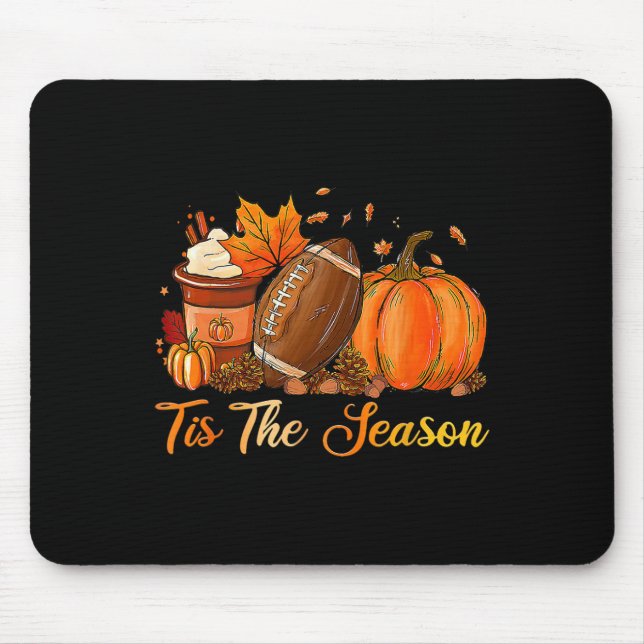 Tis The Season Football Coffee Latte Leaves Hello  Mouse Mat (Front)