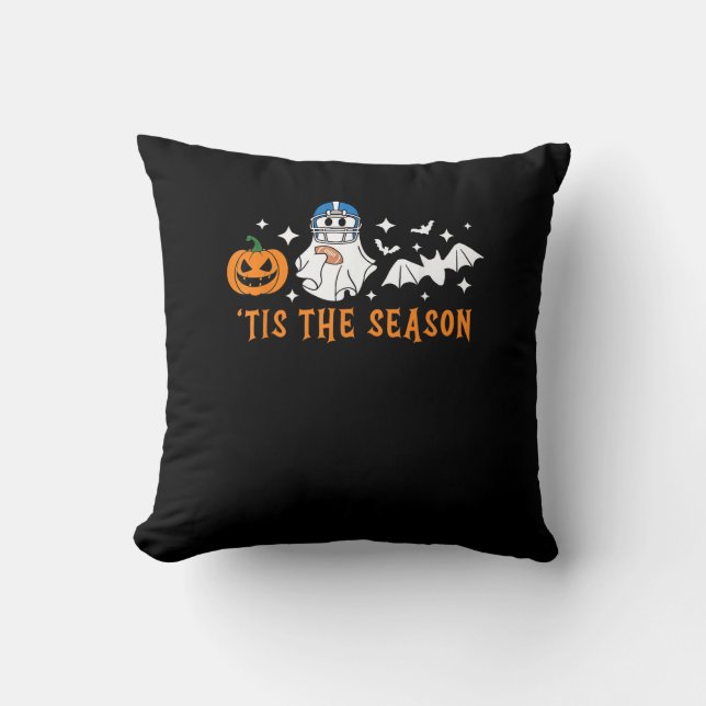 Tis The Season Football Halloween Spooky Pumpkin Cushion (Front)