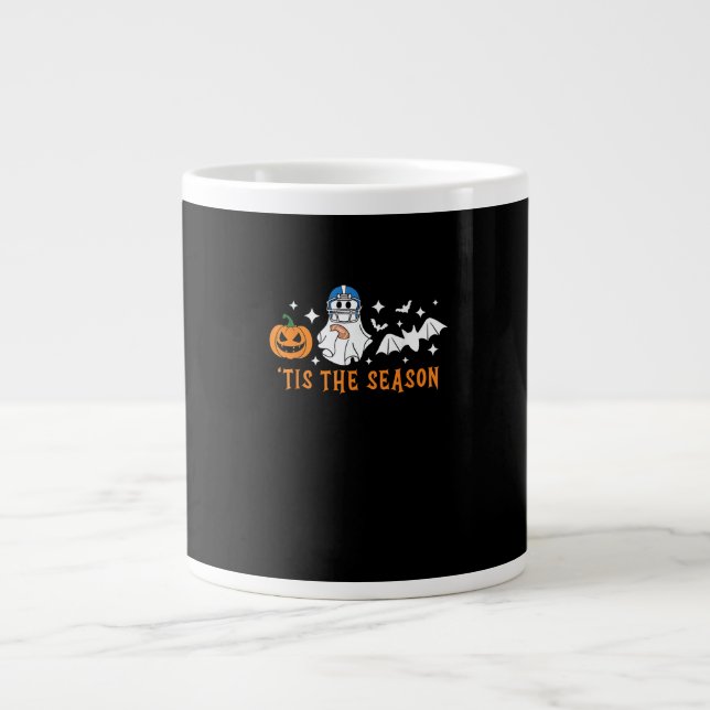 Tis The Season Football Halloween Spooky Pumpkin Large Coffee Mug (Front)