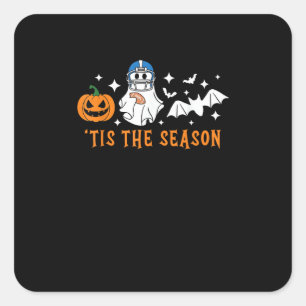 Tis The Season Football Halloween Spooky Pumpkin Square Sticker