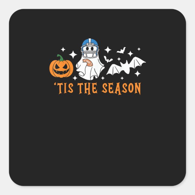 Tis The Season Football Halloween Spooky Pumpkin Square Sticker (Front)