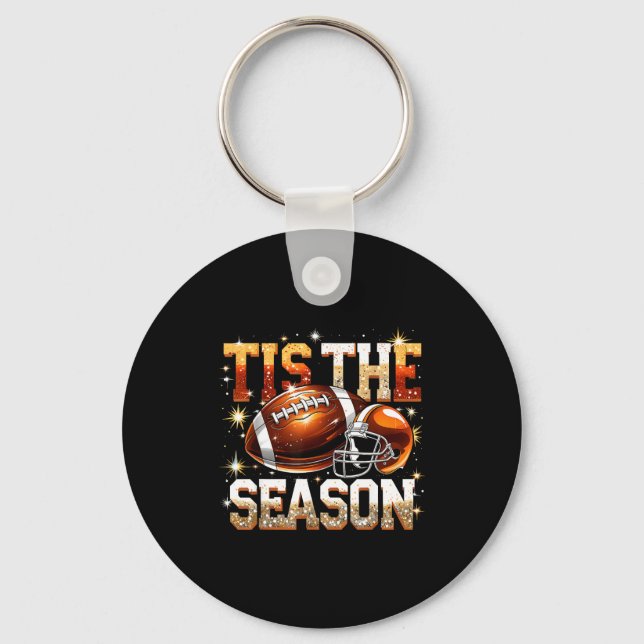 Tis The Season Football Lovers Helmet Srts Fan Gif Key Ring (Front)