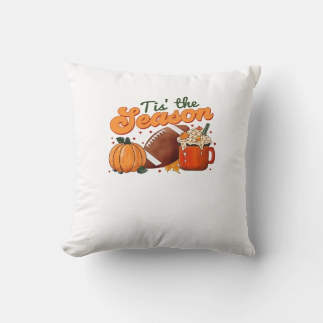 Tis The Season Football Mug Autumn Design Cushion (Front)