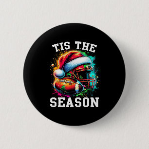 Tis The Season Football Mum Christmas Santa Hat Co 6 Cm Round Badge