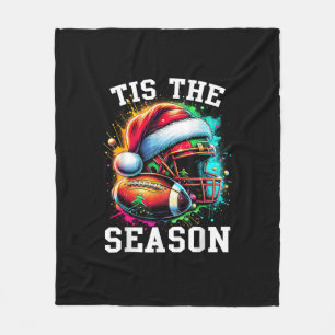 Tis The Season Football Mum Christmas Santa Hat Co Fleece Blanket