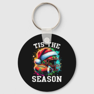 Tis The Season Football Mum Christmas Santa Hat Co Key Ring