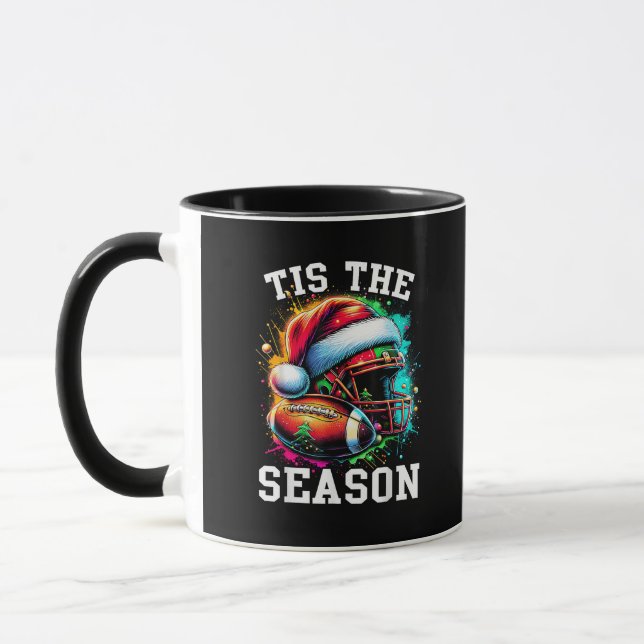 Tis The Season Football Mum Christmas Santa Hat Co Mug (Left)