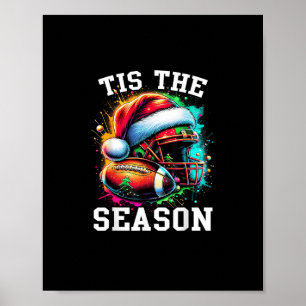 Tis The Season Football Mum Christmas Santa Hat Co Poster