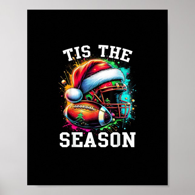 Tis The Season Football Mum Christmas Santa Hat Co Poster (Front)
