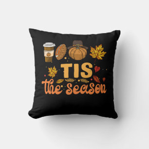 Tis The Season Football Pumpkin Fall Thanksgiving  Cushion