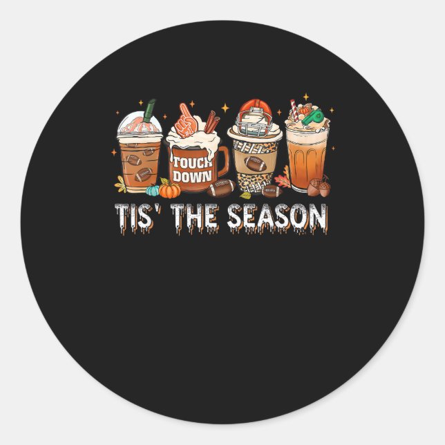 Tis The Season Football Pumpkin Spice Halloween Fa Classic Round Sticker (Front)