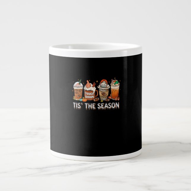 Tis The Season Football Pumpkin Spice Halloween Fa Large Coffee Mug (Front)