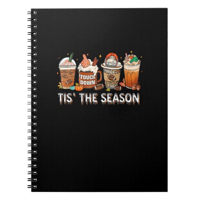 Tis The Season Football Pumpkin Spice Halloween Fa Notebook (Front)