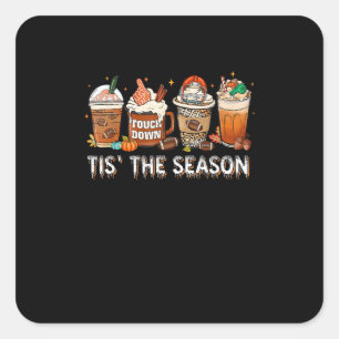 Tis The Season Football Pumpkin Spice Halloween Fa Square Sticker