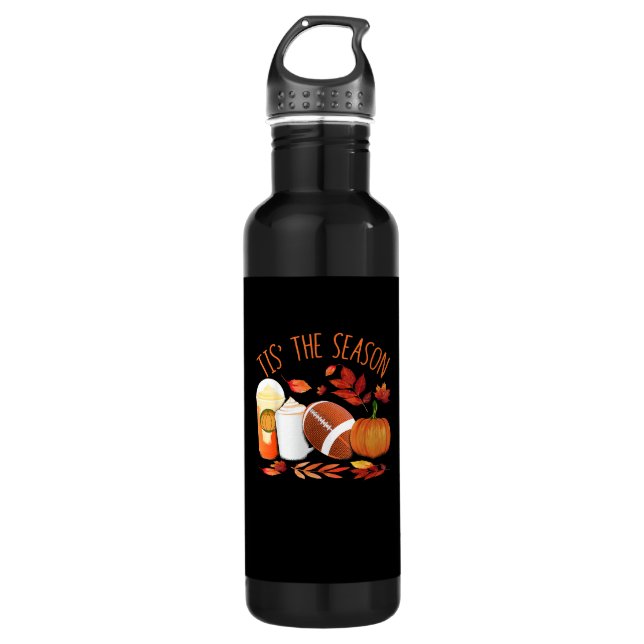 Tis The Season Football Pumpkin Thanksgiving Athle 710 Ml Water Bottle (Front)