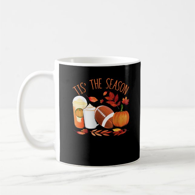 Tis The Season Football Pumpkin Thanksgiving Athle Coffee Mug (Left)