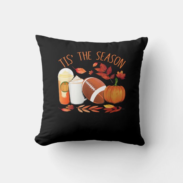 Tis The Season Football Pumpkin Thanksgiving Athle Cushion (Front)