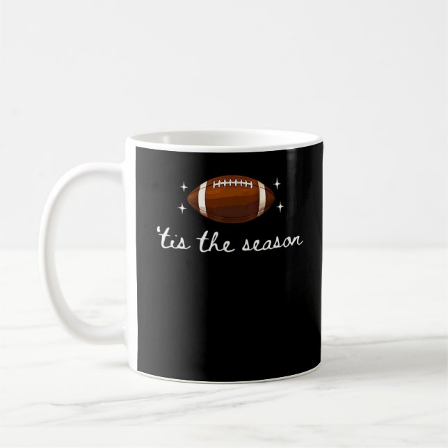 Tis The Season Football  - Retro Football Game Day Coffee Mug (Left)