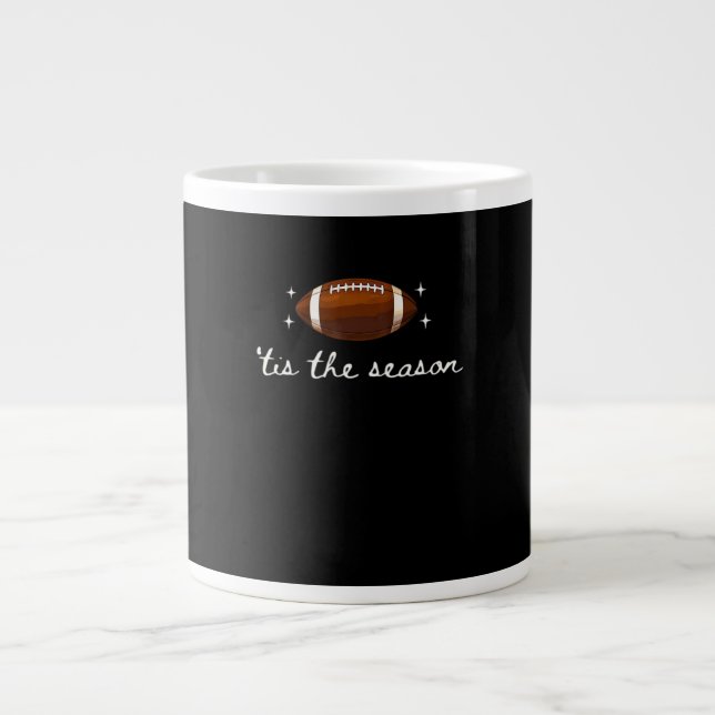 Tis The Season Football  - Retro Football Game Day Large Coffee Mug (Front)