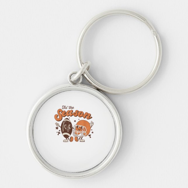 Tis The Season Football Retro Halloween Creative S Key Ring (Front)