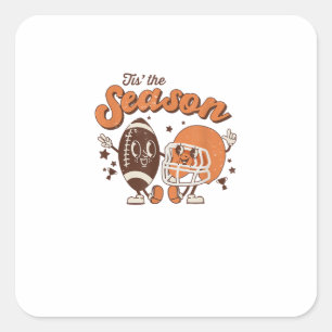 Tis The Season Football Retro Halloween Creative S Square Sticker
