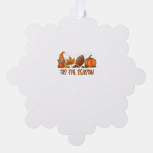 Tis’ The Season Football Sport Autumn Pumpkin Than Tree Decoration Card