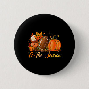 Tis The Season Footll Coffee Latte Leaves Hello Pu 6 Cm Round Badge