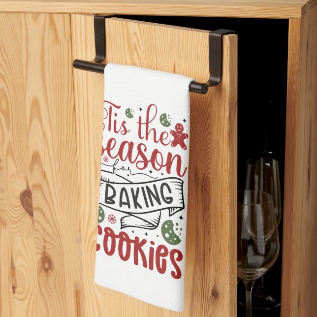 'Tis the Season for Baking Cookies Holiday Decor Tea Towel (Thirds Fold)