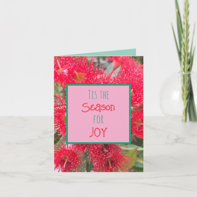 Tis the season for joy - red flowering gum note card (Front)