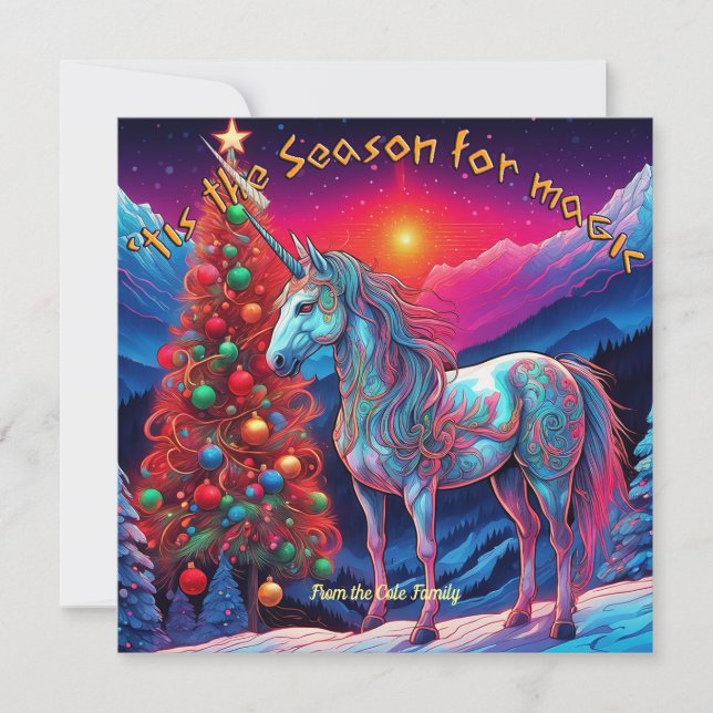 Tis the Season for Magic, Unicorn Flat Holiday  (Front)