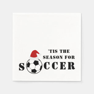 'Tis The Season For Soccer   Christmas Napkin