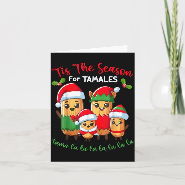 Tis The Season For Tamales Mexican Christmas Santa Card (Front)