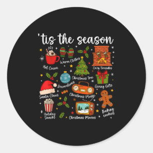 Tis The Season For Women Men Boys Youth Christmas Classic Round Sticker