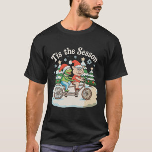 Tis The Season Frog Toad Bike Santa Christmas Xmas T-Shirt