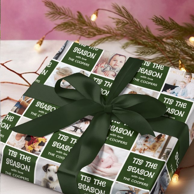 Tis the Season Fun Photo Grid Christmas Gift Wrapping Paper (Creator Uploaded)