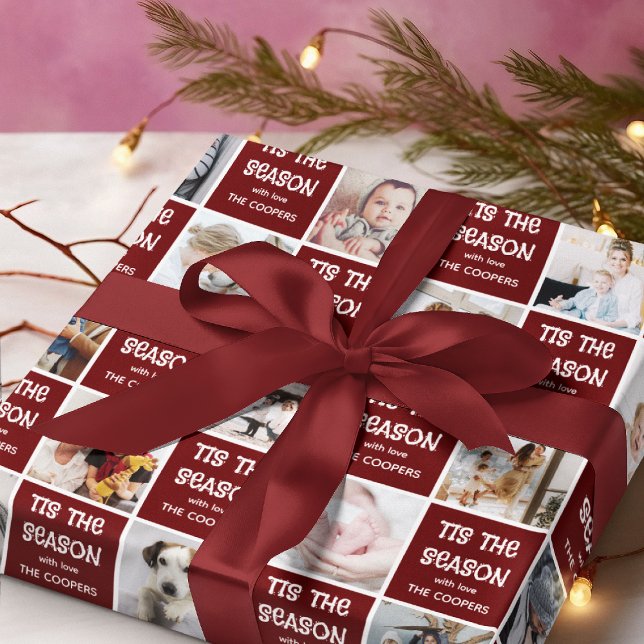 Tis the Season Fun Photo Grid Christmas Gift Wrapping Paper (Creator Uploaded)