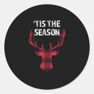 Tis The Season Funny Christmas Buck Deer Men Classic Round Sticker