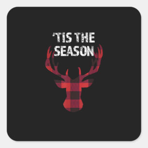 Tis The Season Funny Christmas Buck Deer Men Square Sticker