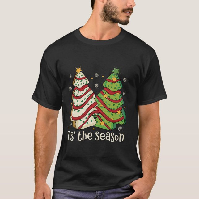 Tis The Season Funny Christmas Lights Tree Cakes D T-Shirt (Front)