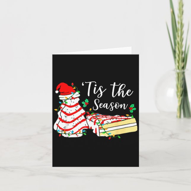 Tis The Season Funny Christmas Tree Snack Cake Xma Card (Front)
