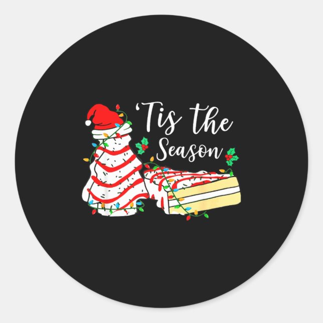 Tis The Season Funny Christmas Tree Snack Cake Xma Classic Round Sticker (Front)